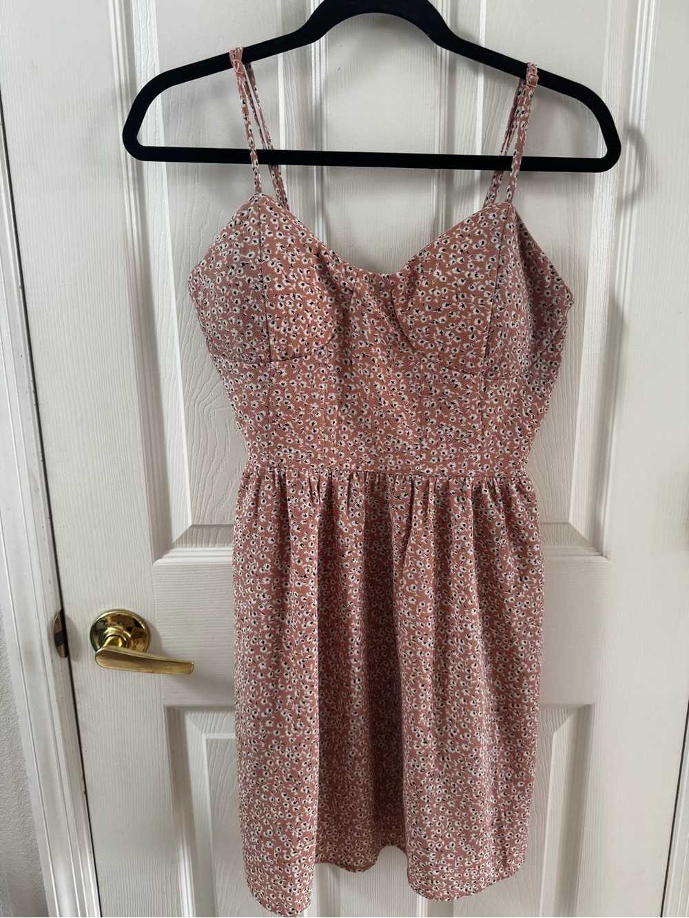 Mind Code Floral Spaghetti Strap Mini Dress in Dusty Rose